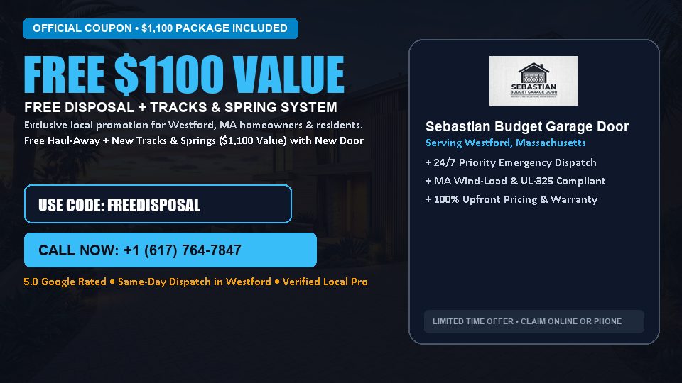 Sebastian Budget Garage Door FREE Haul-Away & Heavy-Duty Tracks with New Door in Westford, MA